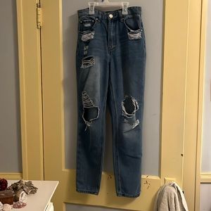 Ripped blue jeans